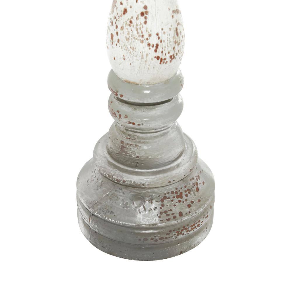 Gray and White Distressed Wood Pillar Candle Holders, Set of 3