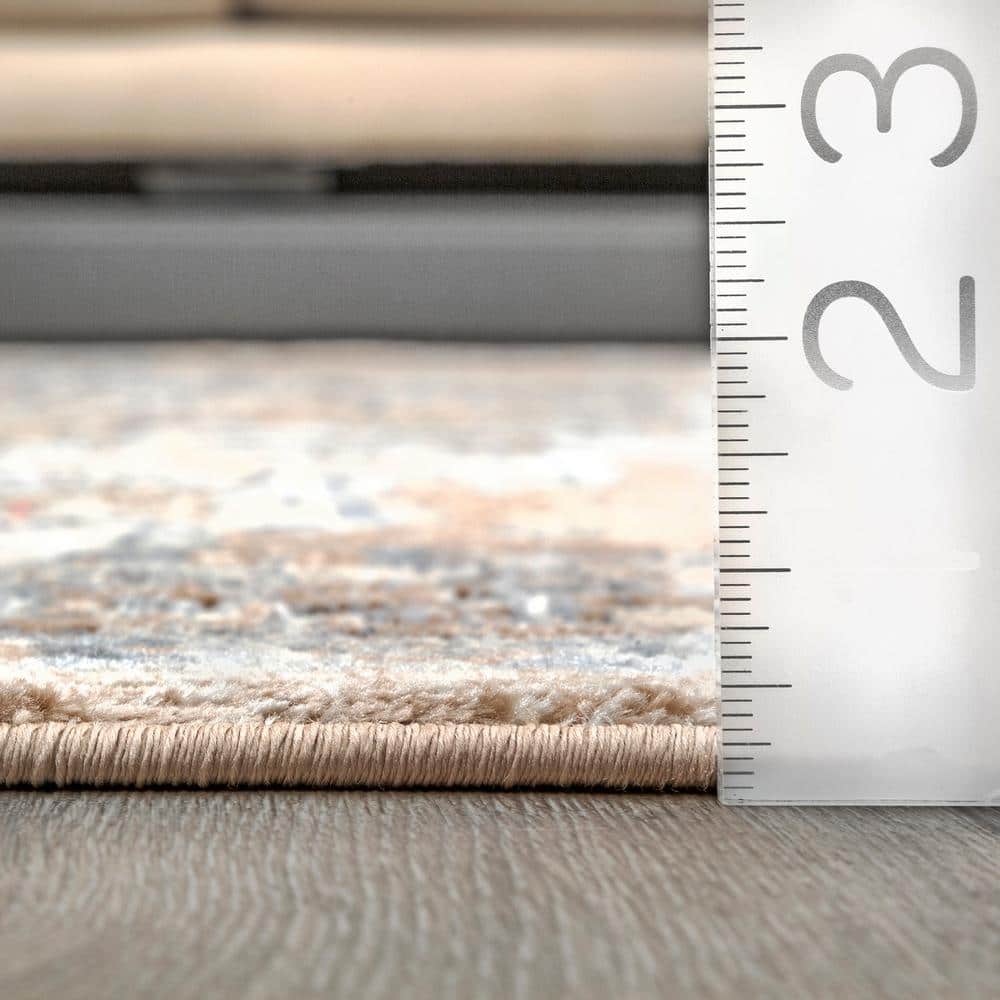 Distressed Medallion Thea Multicolor Synthetic Area Rug, 10' x 14'
