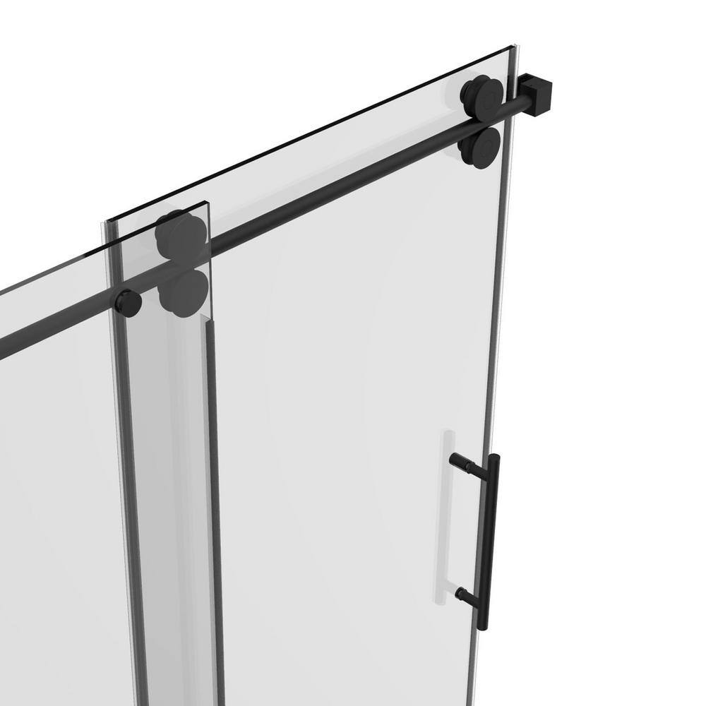 60'' Matte Black Frameless Sliding Shower Enclosure