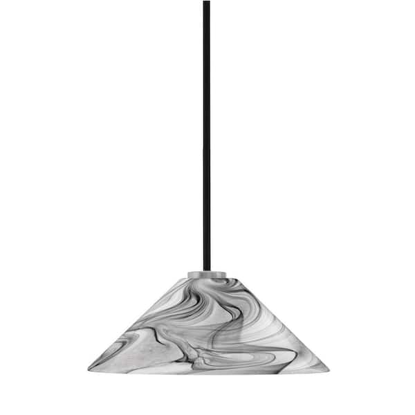 Elonia 100-Watt 1 Light Matte Black & Graphite Stem Mini Pendant Light ...