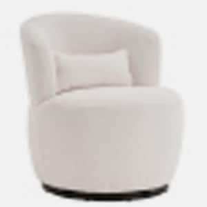 White Plush Swivel Accent Chair