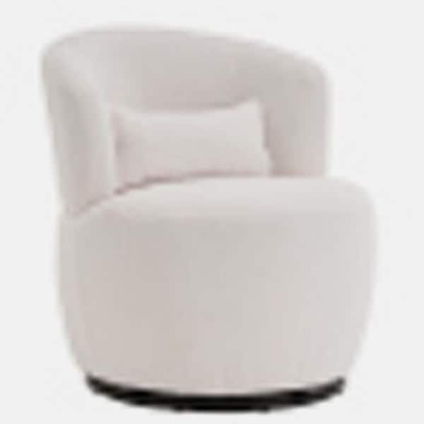 wetiny White Plush Swivel Accent Chair