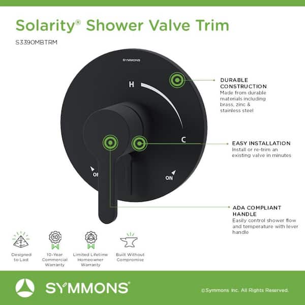 Symmons Solarity Wall Mounted Single Handle Shower Valve Trim