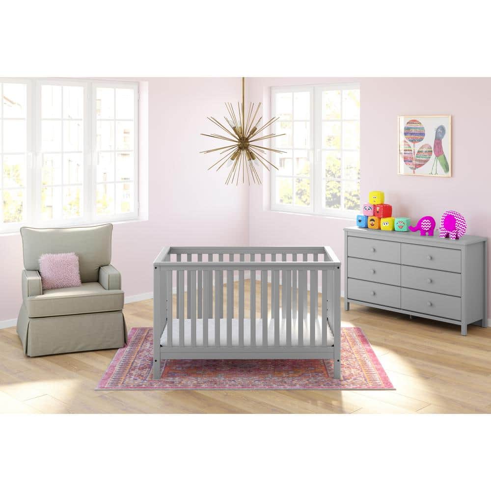 Pebble Gray 6-Drawer Double Nursery Dresser - GREENGUARD Certified