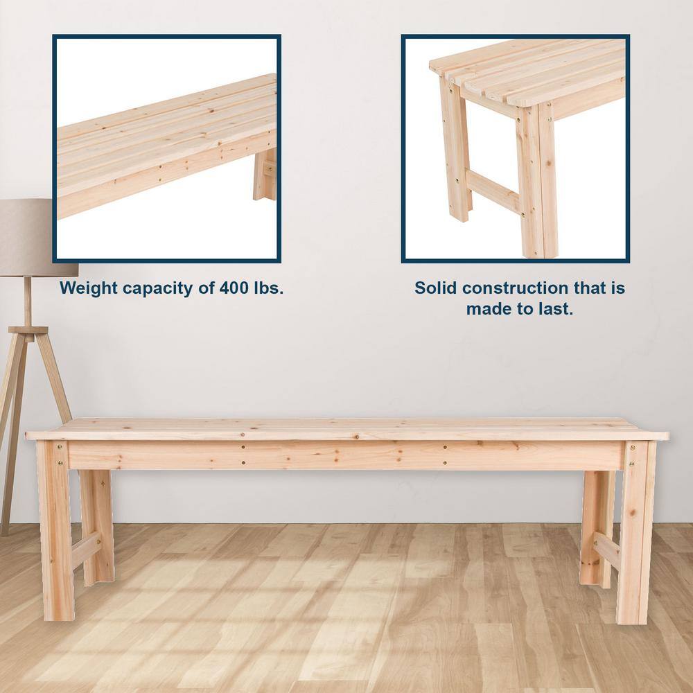 Natural Yellow Cedar 5-Foot Backless Garden Bench