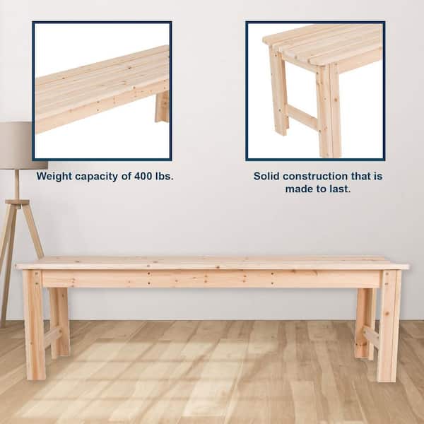 Shine Company Backless 60 Natural Wood Outdoor Bench 4205N