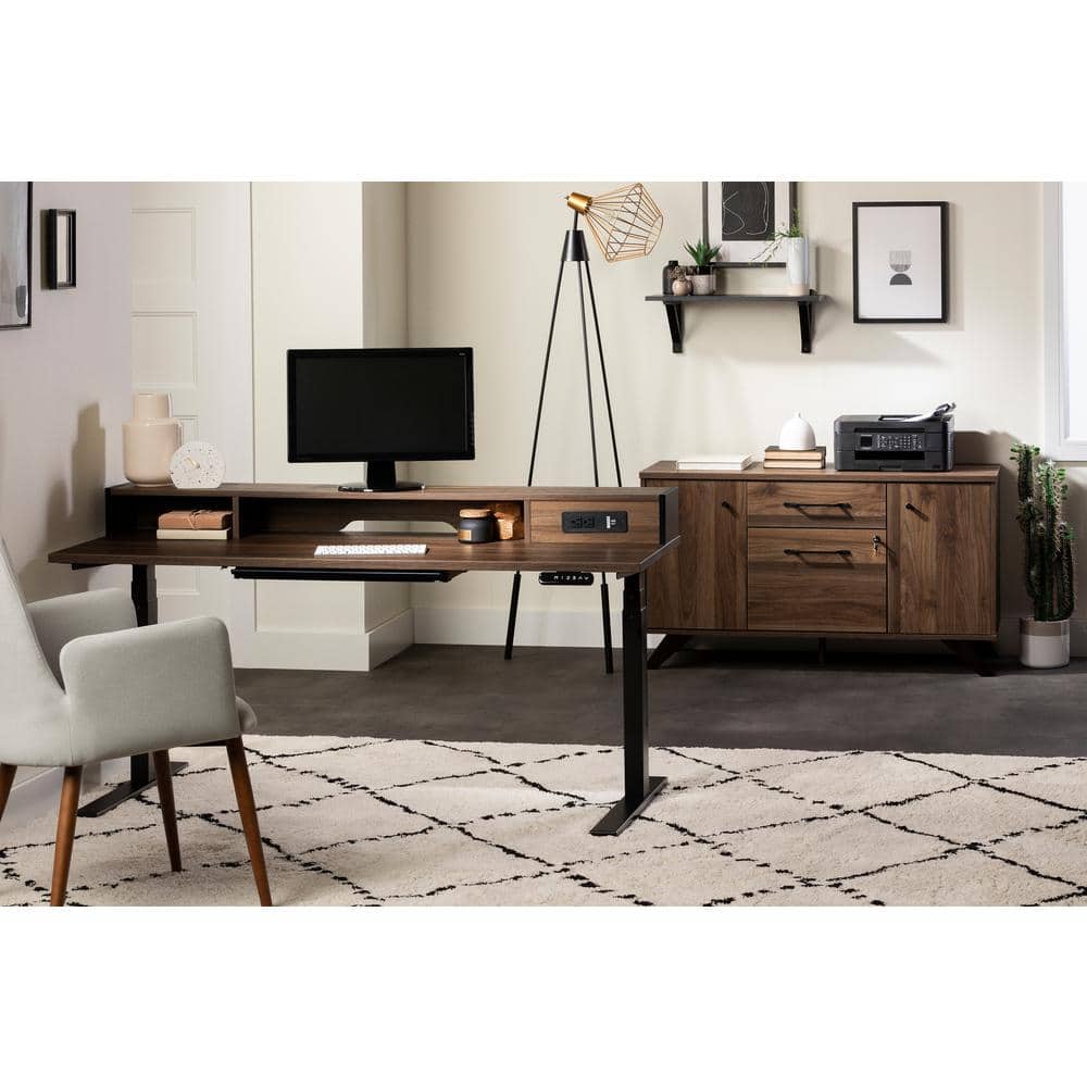 Natural Walnut 47.75'' Wide Filing Credenza with Locking Drawer