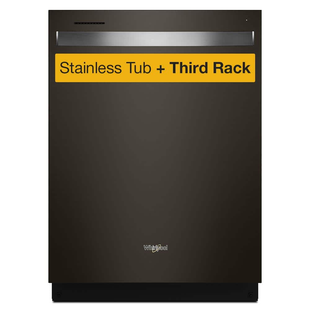 Whirlpool 24 in. Black Stainless Top Control Built-In Tall Tub Dishwasher with Third Level Rack, 47 dBA