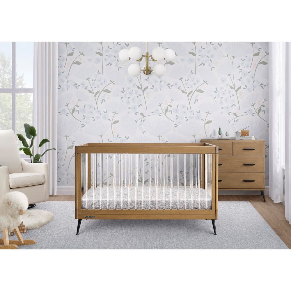 Acorn Matte Black Acrylic Convertible Crib with Metal Feet