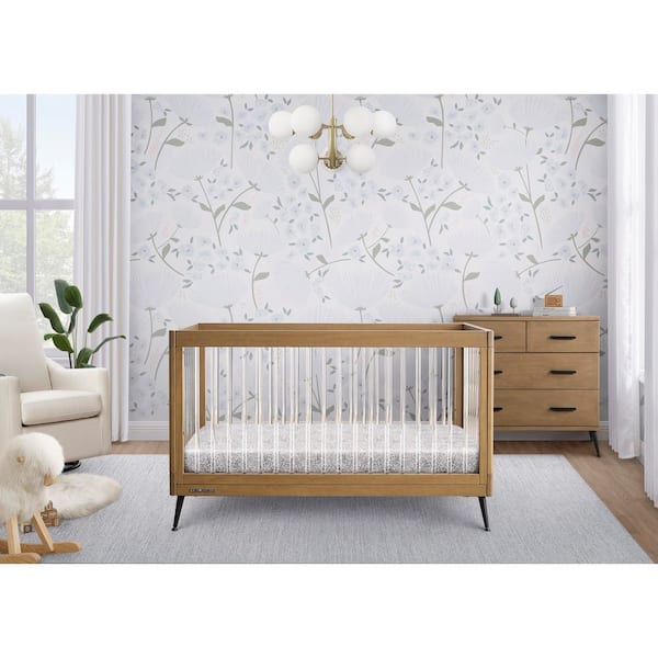 Delta Children Sloane 4-in-1 Acrylic Convertible Crib-Greenguard Gold Certified, Acorn/Matte Black