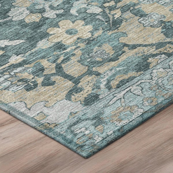 Chantille Machine Washable Indoor/Outdoor Abstract ACN3165 Teal 2 ft. x 3 ft. Accent Rug