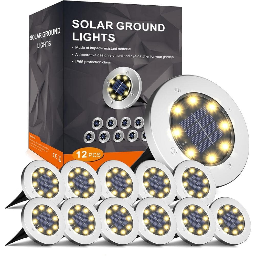 Solar Ground Lights, 8 LED Garden Lights Solar Powered (12-Pack)