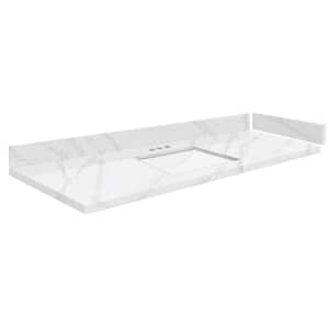 Silestone 55.5 in. W x 22.25 in. D Quartz White Rectangular Single Sink Vanity Top in Calacatta Gold