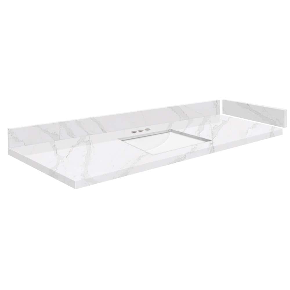 Silestone 60.75 in. W x 22.25 in. D Quartz White Rectangular Single Sink Vanity Top in Calacatta Gold price history on PriceWatchPro