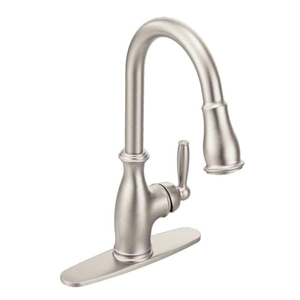 MOEN Brantford Single-Handle Pull-Down Sprayer Kitchen Faucet with Reflex and Power Boost in Spot Resist Stainless
