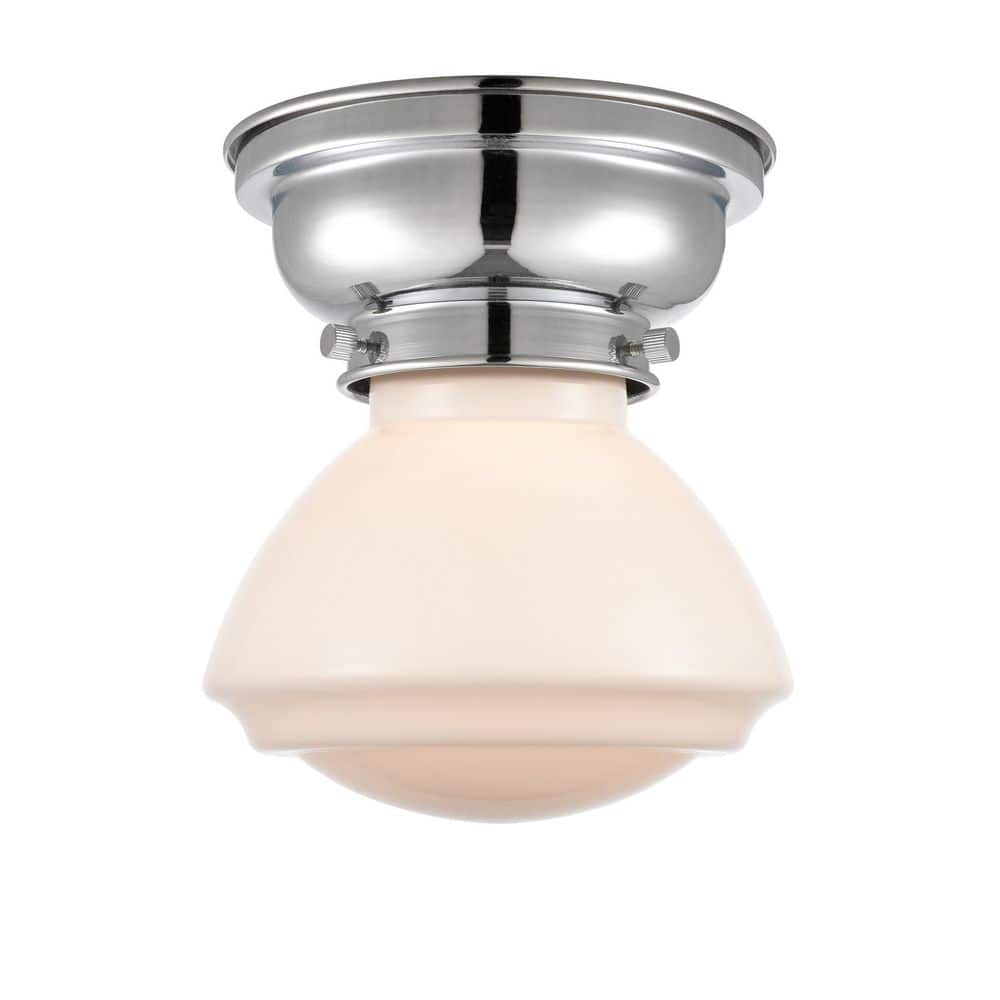 Olean 6.75 in. 1-Light Polished Chrome Industrial Flush Mount with Seeded Glass Shade price history on PriceWatchPro