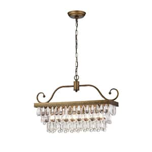 Taima 4-Light Golden Bronze Chandelier for Kitchen Island, Dining/Living Room with No Bulbs Included