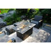 6-Piece Aluminum Patio Fire Pit Seating Set with Bruce Dark Gray Acrylic Cushions