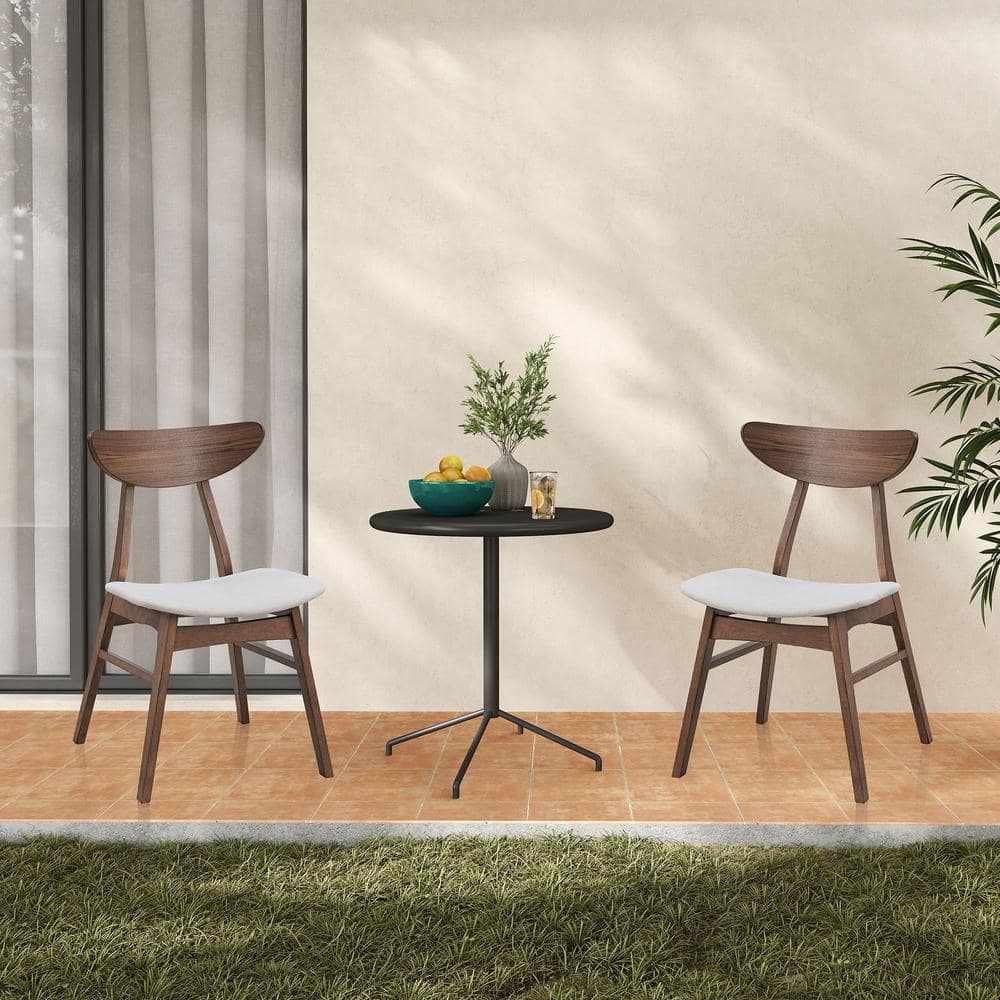 2-Piece Walnut Wood Dining Chairs, Soft Upholstered Kitchen Side Chair, Kit