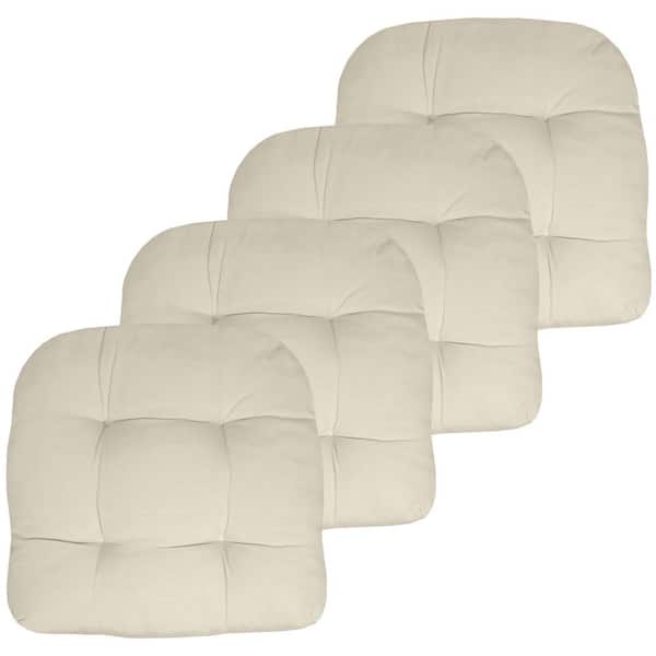 Sweet Home Collection 19 in. x 19 in. x 5 in. Solid Tufted Indoor/Outdoor Chair Cushion U-Shaped in Cream (4-Pack)