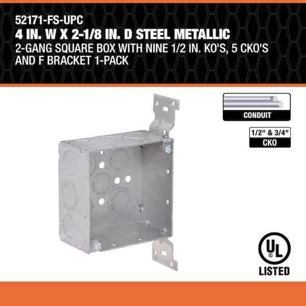 Southwire 4 in. W x 2-1/8 in. D Steel Metallic 2-Square Box with