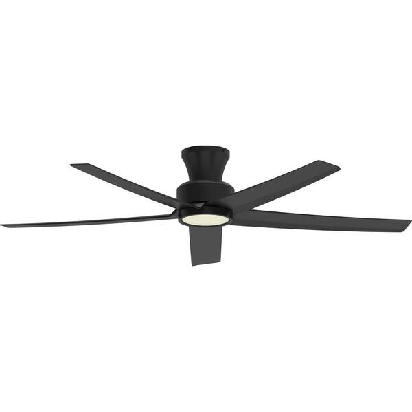 QRMOK 52 in. Indoor, Outdoor Black LED Ceiling Fan with