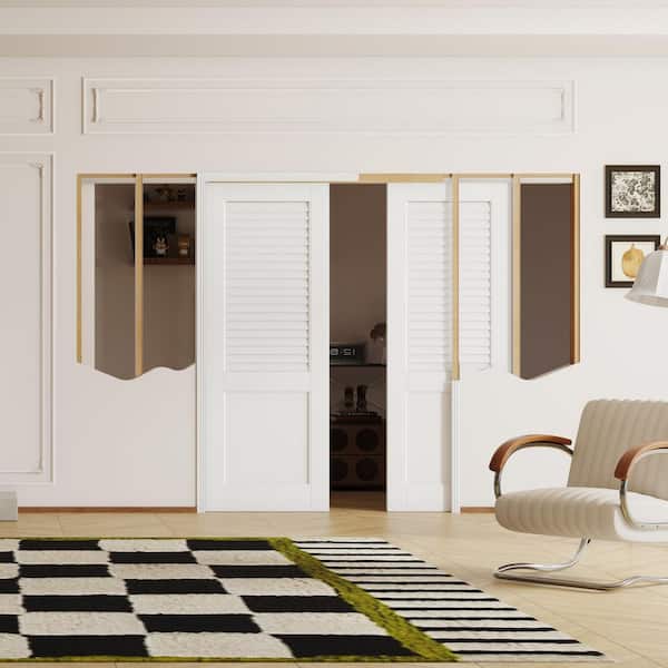 TENONER 28 in. x 80 in. Pre-Assembled Half Louvered Panel