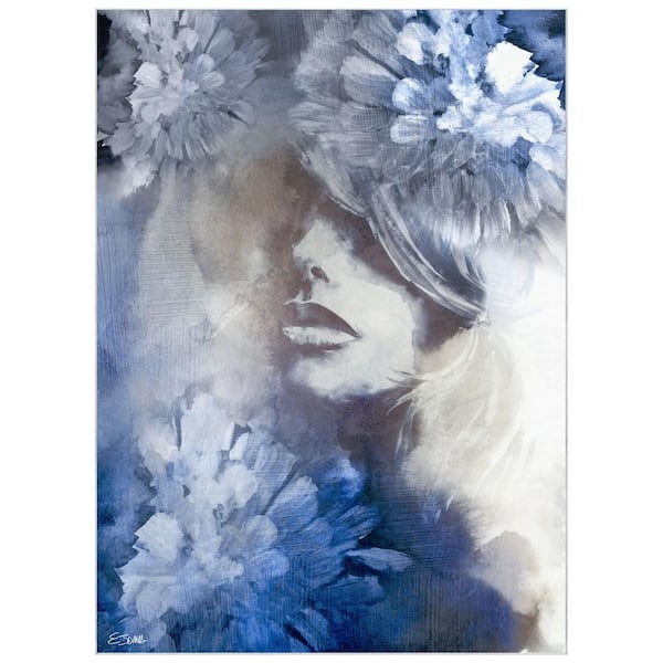 Empire Art Direct Blue 8 ft. x 10 ft. Frosted Glass Washable Abstract Art Area Rug