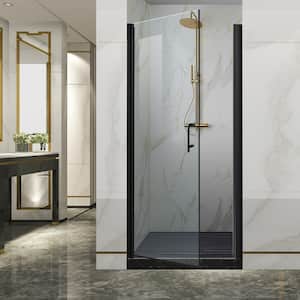 30-31.5 in. W x H 72 in. Black Frameless Pivot Shower Door with 1/4 in. Thick Tempered Glass