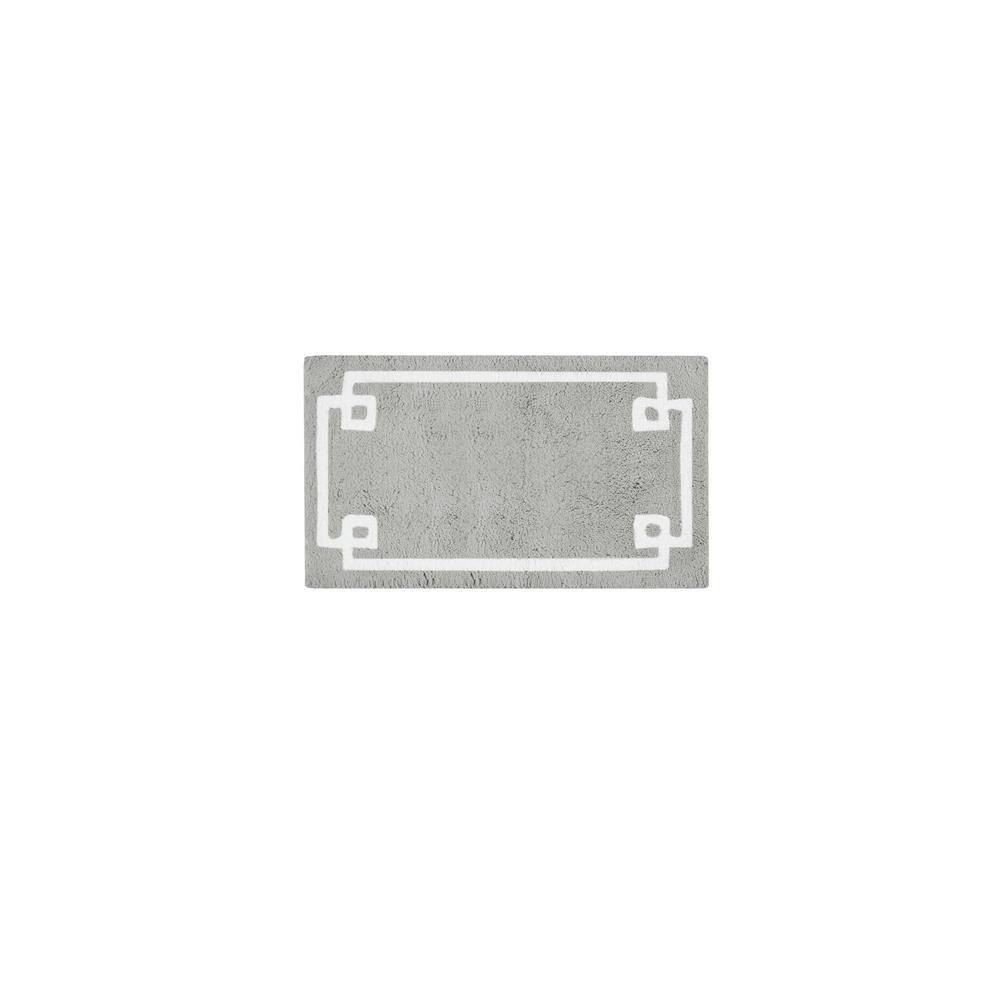 Evan 40" x 24" Gray Cotton Tufted Bath Rug