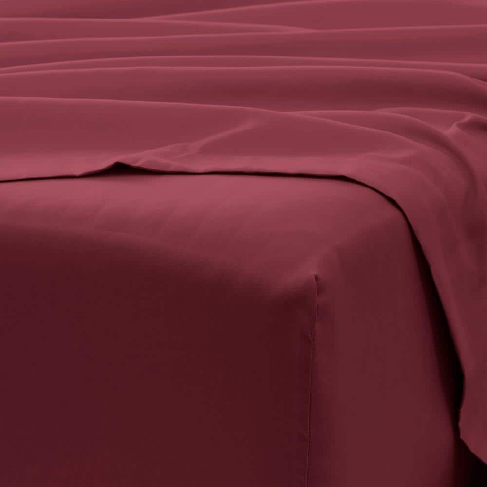 King Size Burgundy Cotton Polyester Microfiber 6-Piece Bed Sheet Set