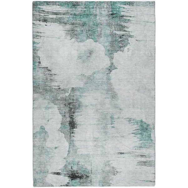 Dream Shag Premium Machine Washable Abstract ADS710 Teal 8 ft. x 10 ft. Area Rug