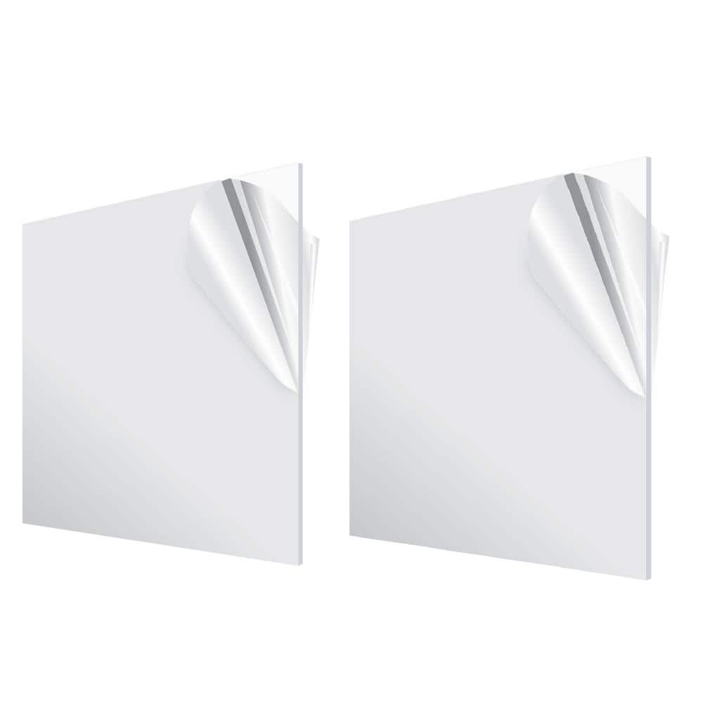 AdirOffice 24 in. x 24 in. x 0.093 in. Clear Acrylic Sheet (2-Pack ...