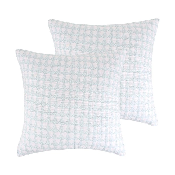LEVTEX HOME Mclain Spa, White Geometric Medallion Cotton Euro Sham (Set of 2)