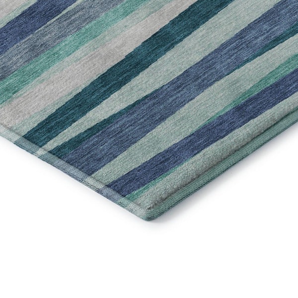 Mayfield Premium Machine Washable Abstract AMF997 Teal 8 ft. x 10 ft. Area Rug