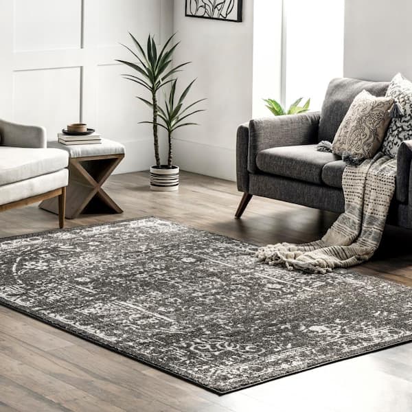 Arlena Vintage Traditional Charcoal 4 ft. x 6 ft. Area Rug
