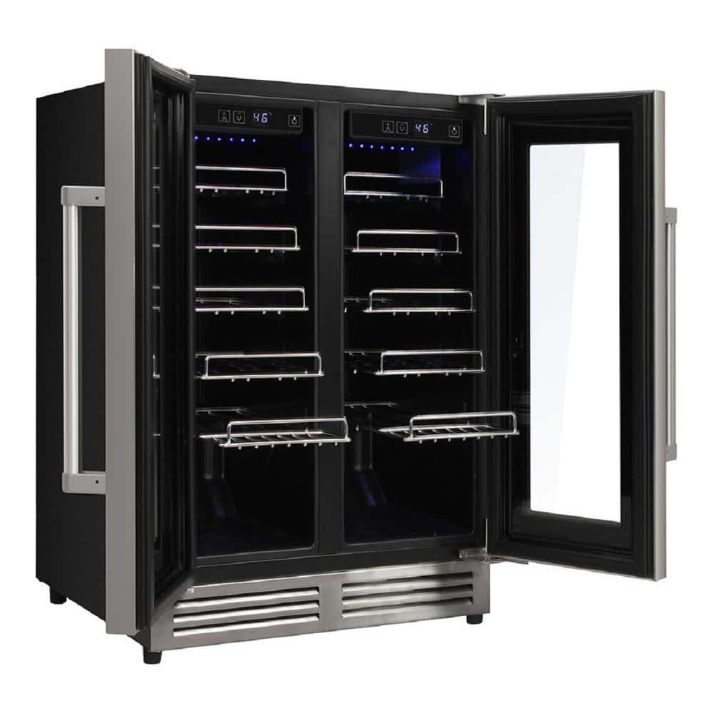 Stainless Steel Dual Zone 42-Bottle Wine Cooler with Interior Lighting
