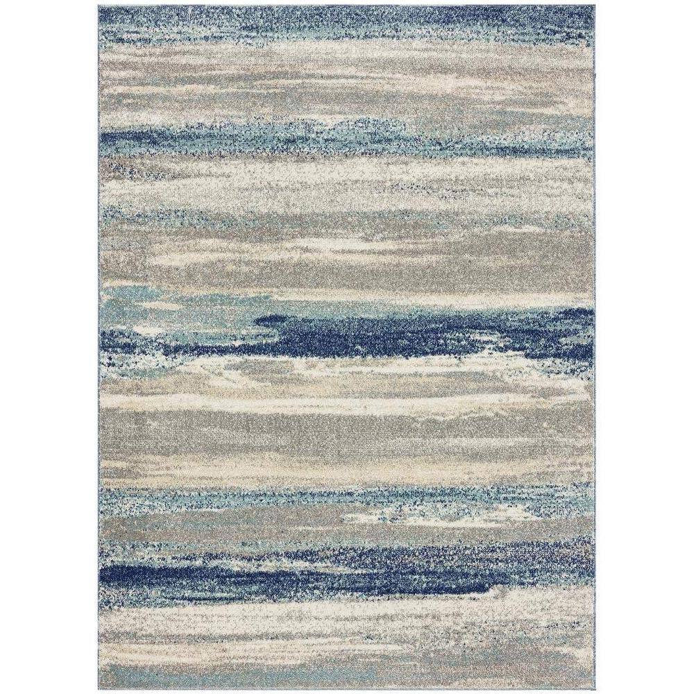 Blue Polypropylene 8 ft. x 10 ft. Modern Abstract Indoor/Outdoor Area Rug