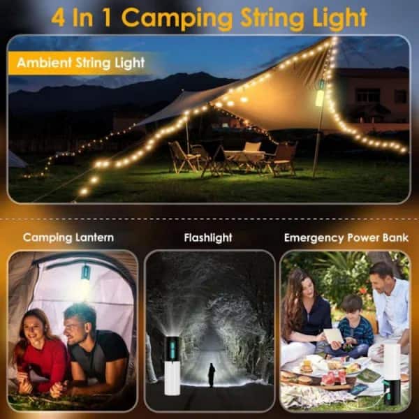 Etokfoks 4 in. 1 100-Light 33 ft. Indoor/Outdoor Battery Operated  Integrated LED IP44 Waterproof Lantern Camping String -Light MLSA21LT002 -  The Home Depot