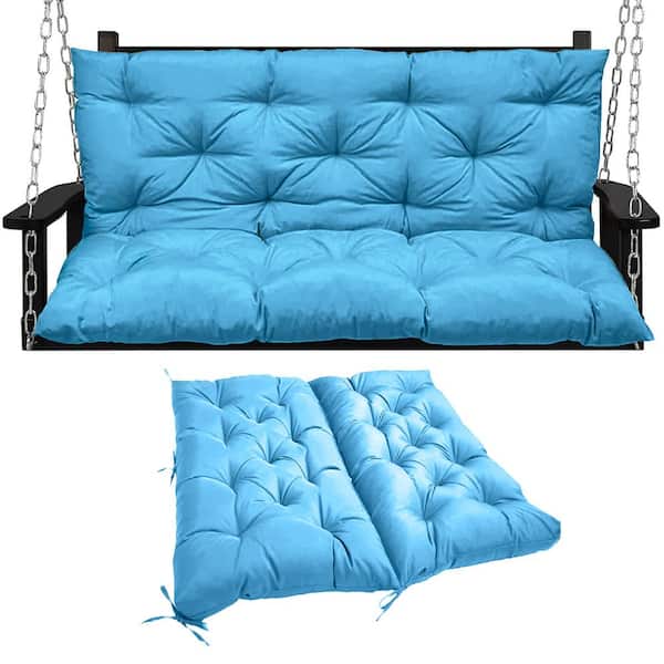 YLLN 71 in. x 40 in. 3-Seater Replacement Outdoor Swing Cushions with Back Support, Waterproof Bench Cushion (Sky Blue)