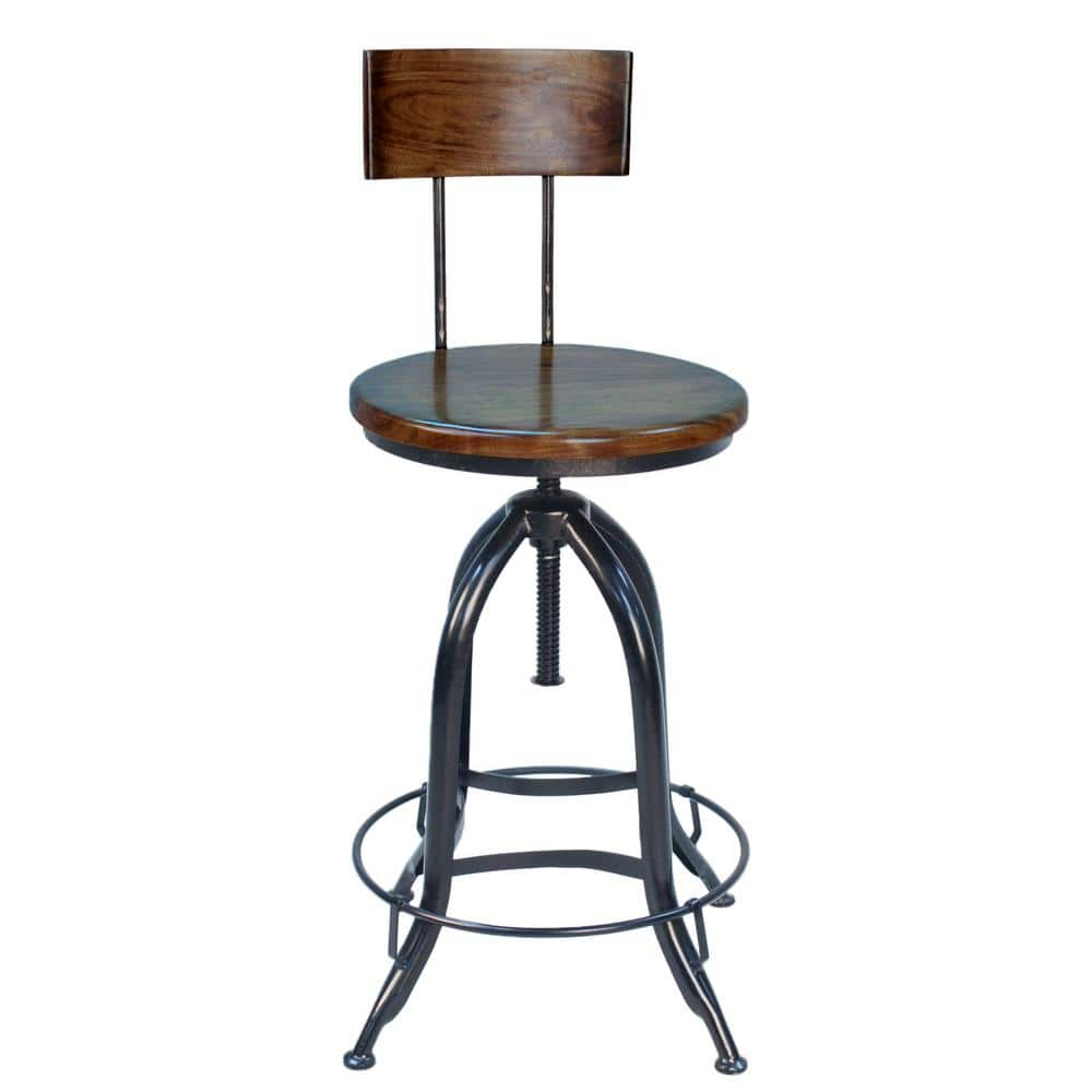 Carolina Cottage Ryder Adjustable Height Black and Chestnut Bar Stool CF1525WB The Home Depot