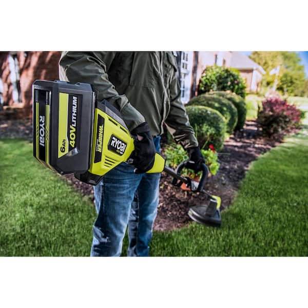 RYOBI - 40V HP Brushless Whisper Series 21" Walk Behind Self-Propelled All Wheel Drive Lawn Mower - Trimmer 3 Batteries Chargers