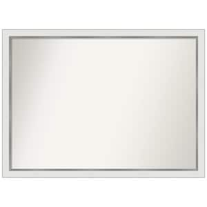 Medium Rectangle Satin White Silver Casual Mirror (30 in. H x 41 in. W)