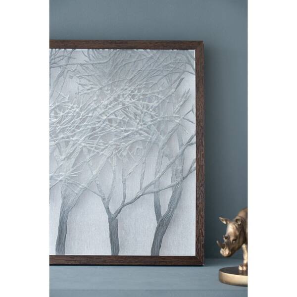 Gray Giotto Paper Forest Shadow Box with Brown Framed Wall Art