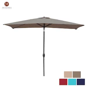 10 ft. Rectangular Aluminum Market Patio Umbrella Crank and Tilt Outdoor Umbrella in Taupe