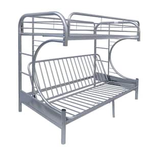 Eclipse Silver Twin Xl Over Queen Futon Metal Bunk Bed with Guardrails