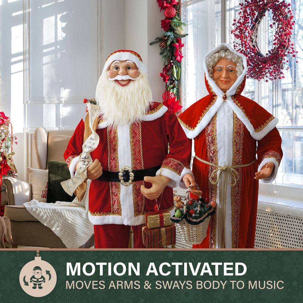 Life-Size Red Velvet Dancing Mrs. Claus with Basket