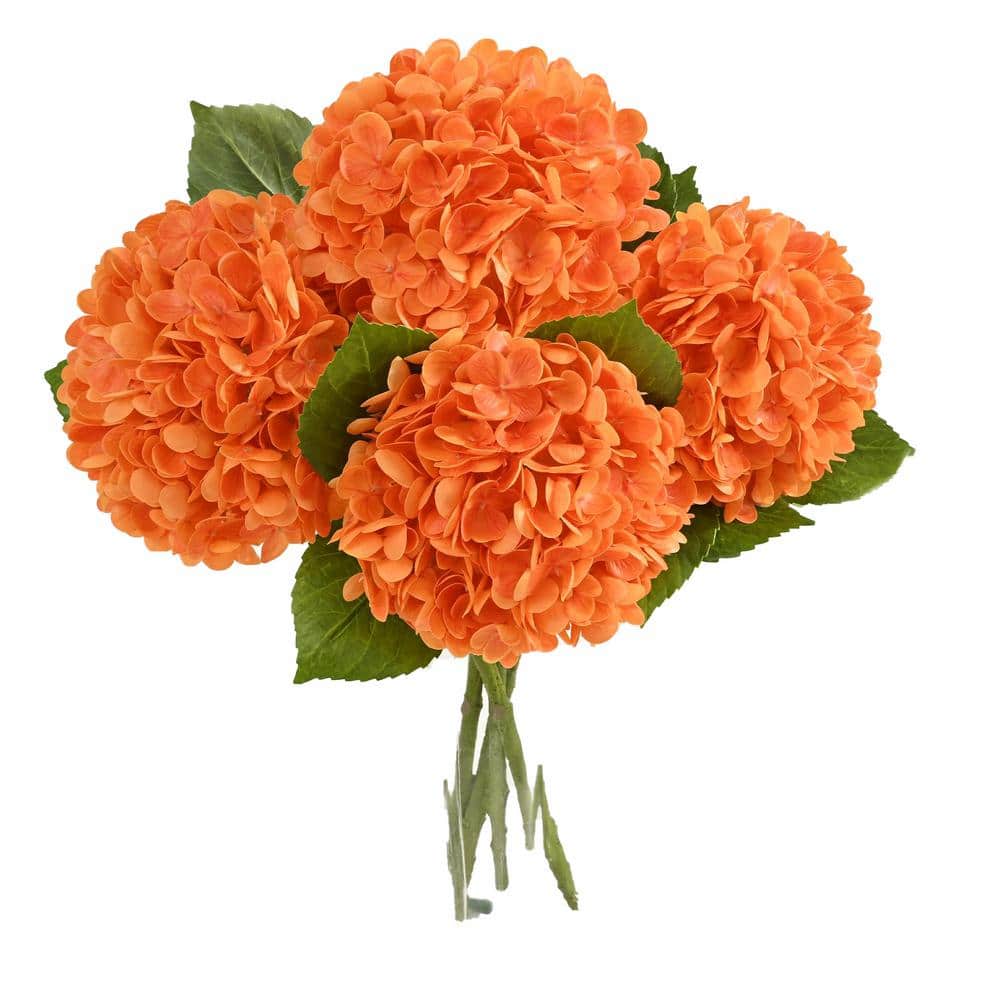 Real Touch 22.5 in Orange Artificial Hydrangea Flowers