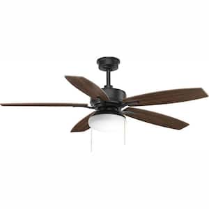 Billows 52 in. Indoor Forged Black Traditional Ceiling Fan with 3000K Light Bulbs Included with Remote for Living Room