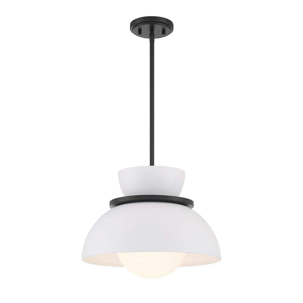 UPC 810089364456 product image for 15 in. W x 9.50 in. H 1-Light Matte Black Standard Pendant Light with Metal Shad | upcitemdb.com